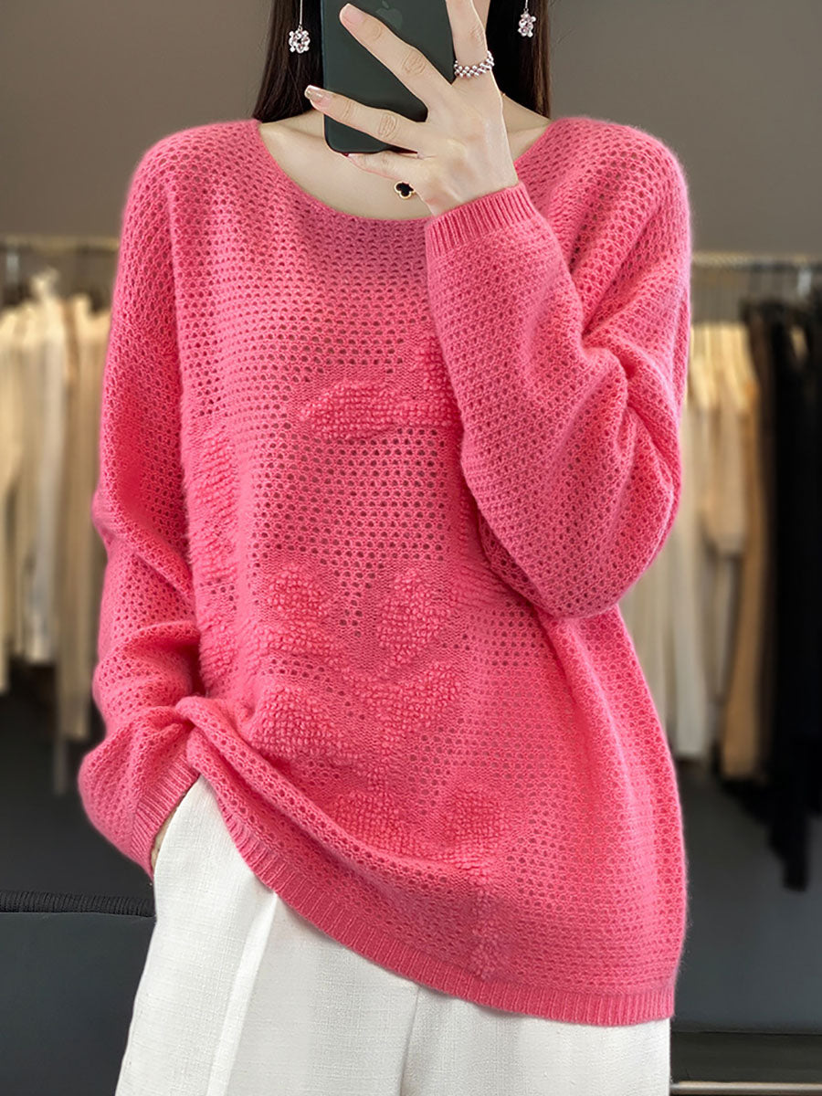Autumn O-neck Spliced Wool Warm Knit Sweater Av1053