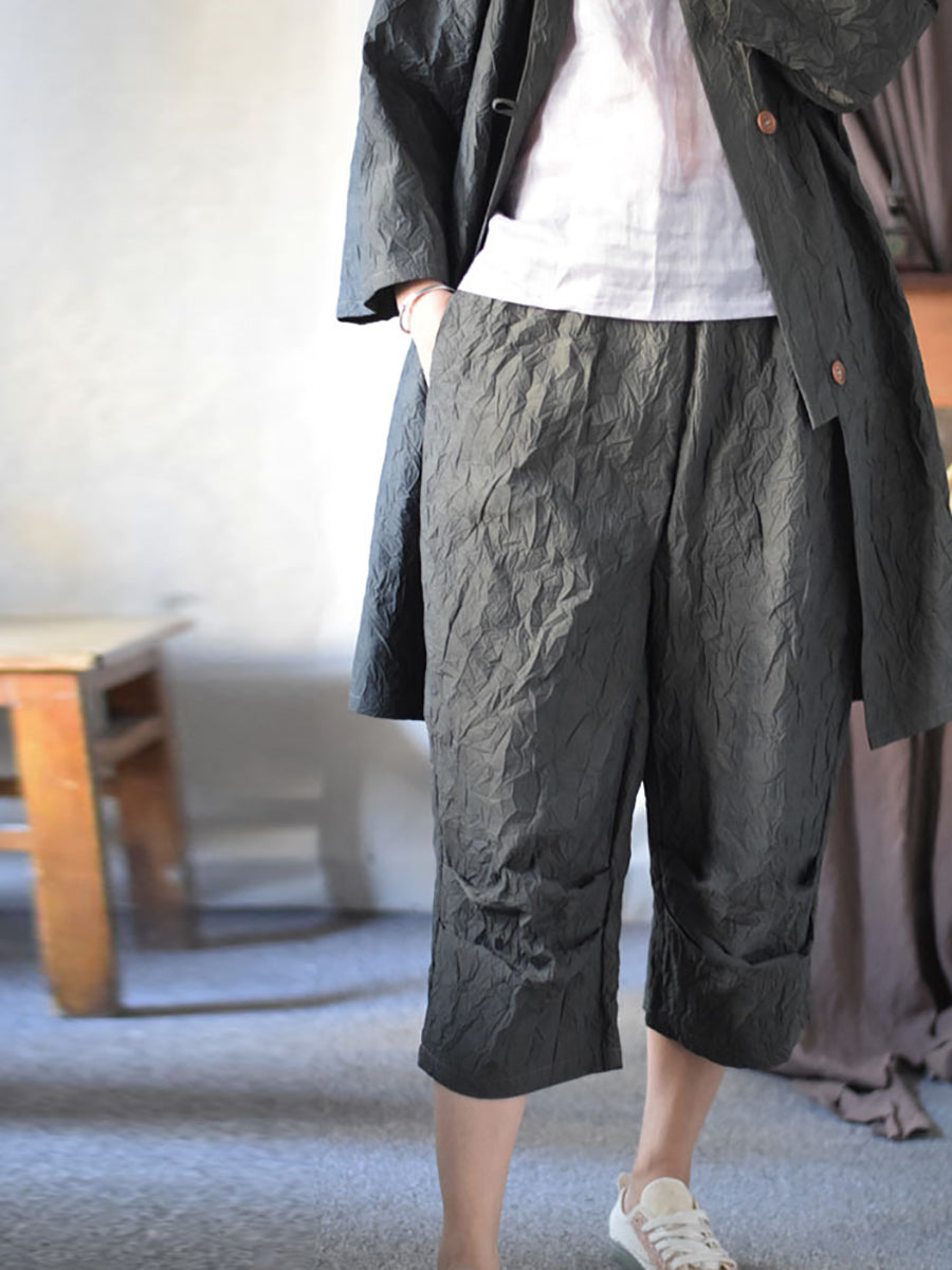 Summer Loose Cotton Calf-length Pants Cv1042