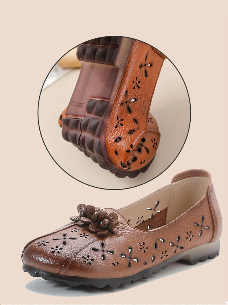 Summer Leather Flower Cutout Shoes Fg1026