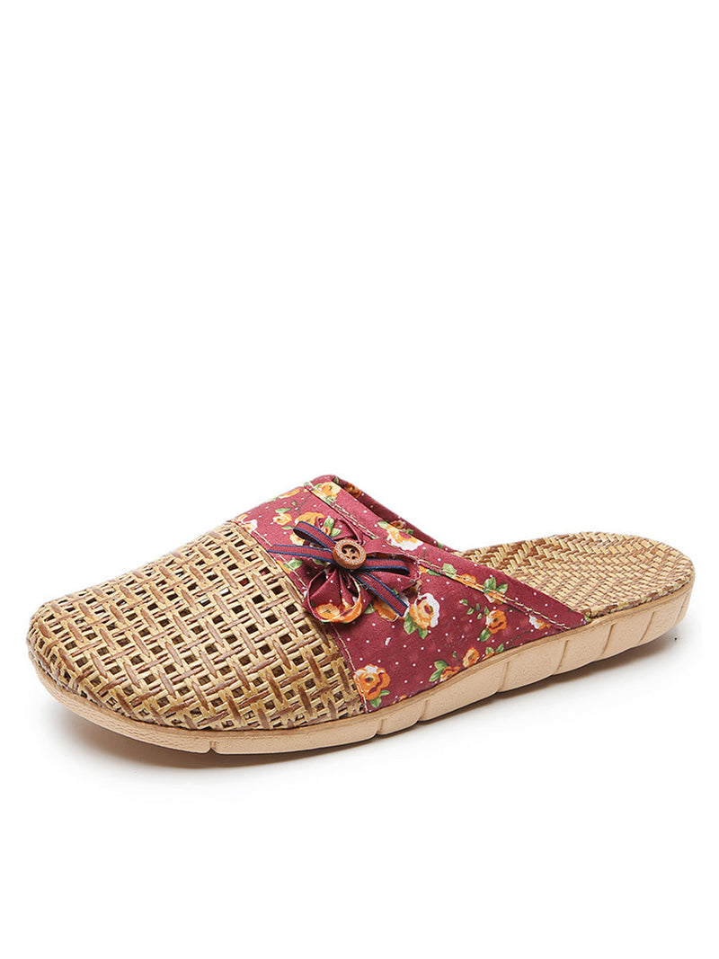 Summer Bamboo Weaving Spliced Slippers Fg1022
