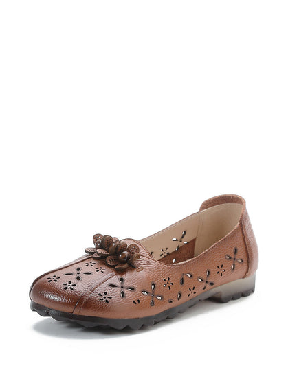 Summer Leather Flower Cutout Shoes Fg1026