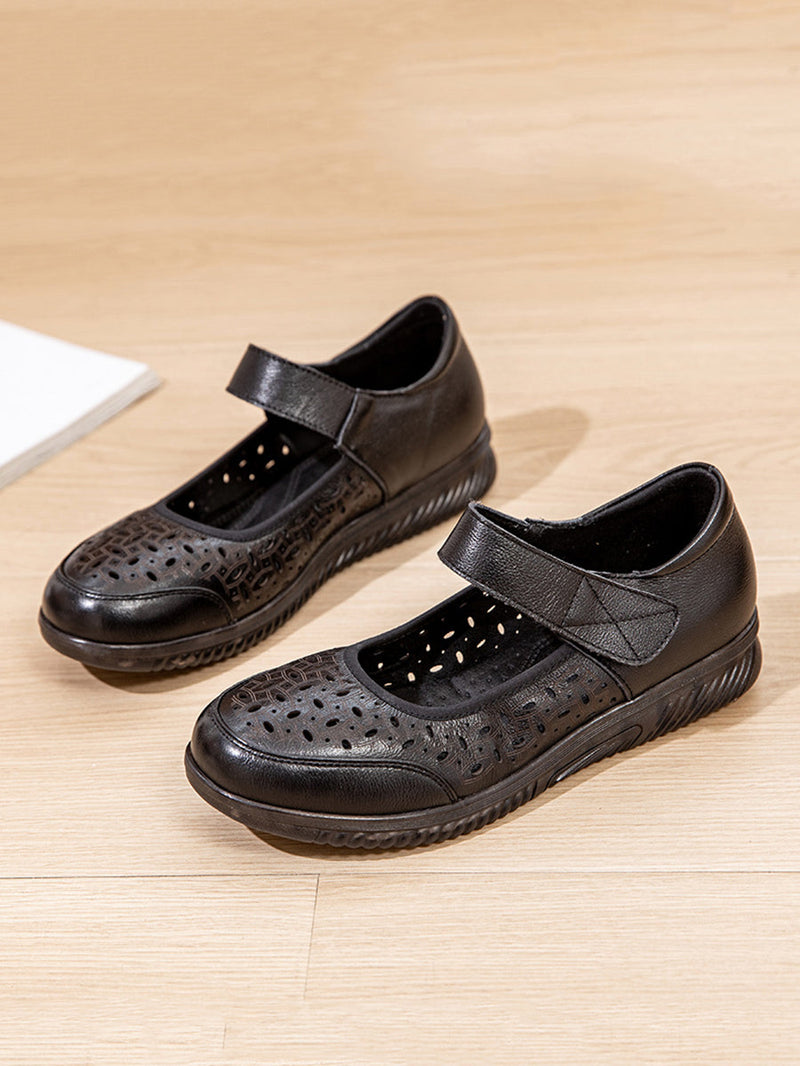 Summer Casaul Leather Cutout Low-heel Shoes Ty1040