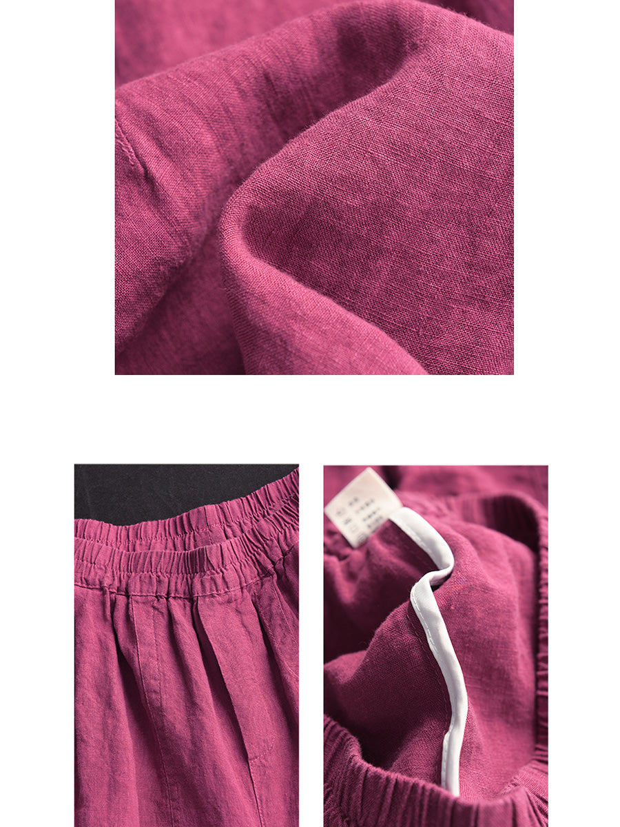 Summer Retro Linen Loose Harem Pants Fd009