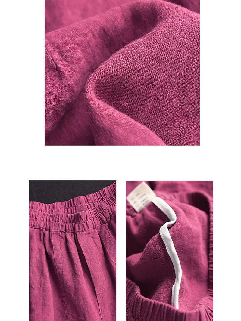 Summer Retro Linen Loose Harem Pants Fd009