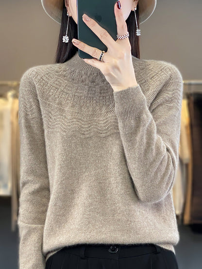 Autumn Cable Knit 100%wool Half Turtleneck Sweater Qn031