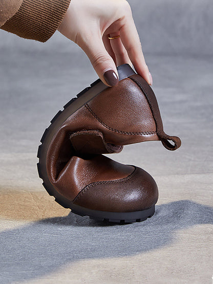 Summer Soft Leather Flat Shoes Qw1020