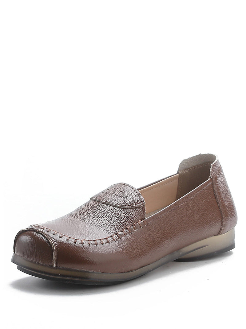 Summer Soft Leather Stitching Flat Shoes Pp1031