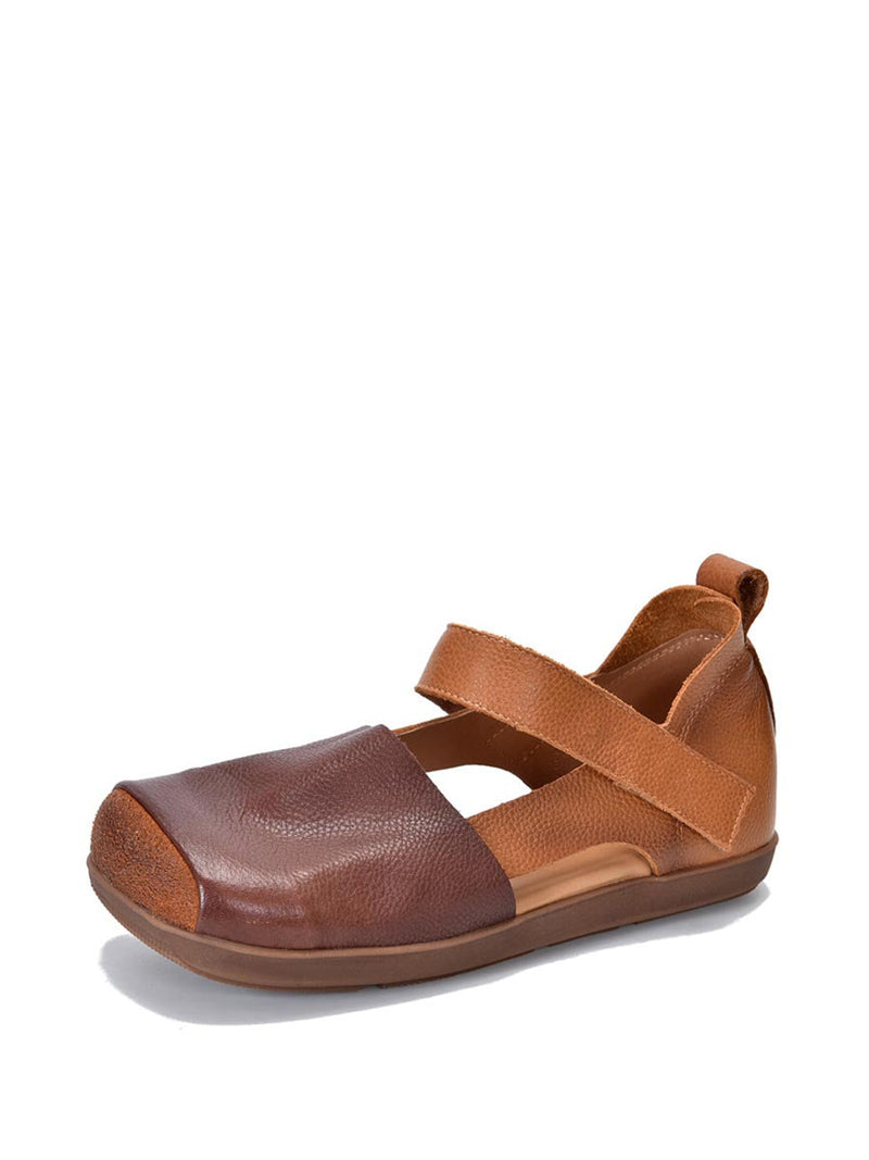 Summer Leather Colorblock Flat Shoes Xx1023