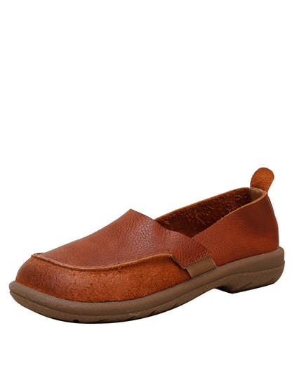 Summer Soft Leather Spliced Low-heel Shoes Aa1016