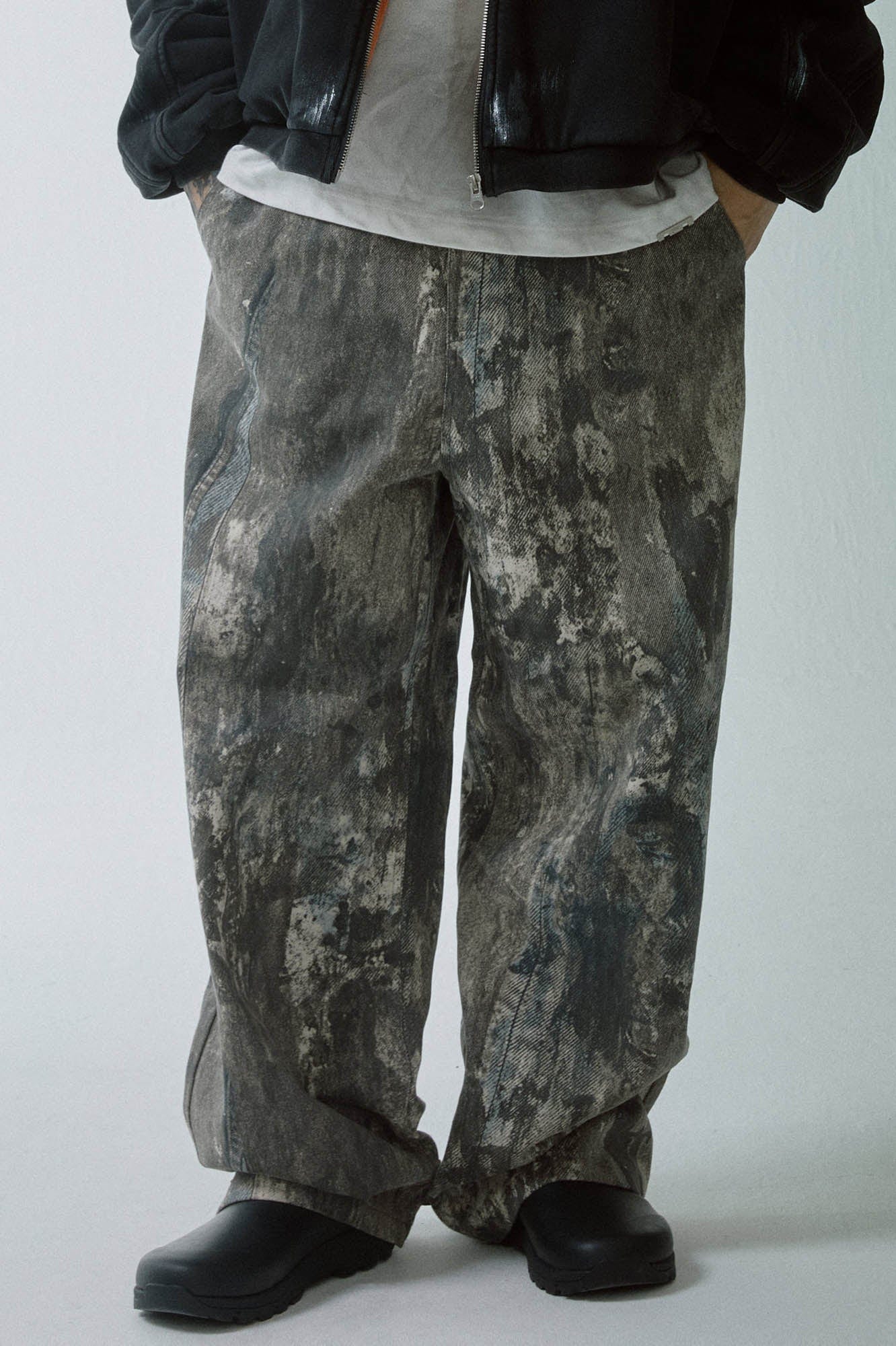 Acid Wash Straight-leg Pants