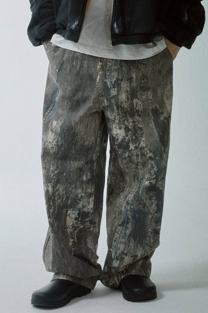 Acid Wash Straight-leg Pants