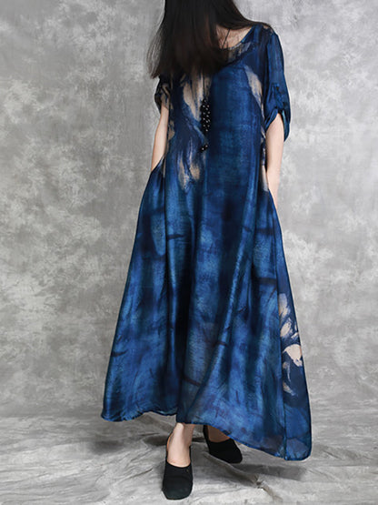 Summer Flower Print Loose Maxi Dress Hh028