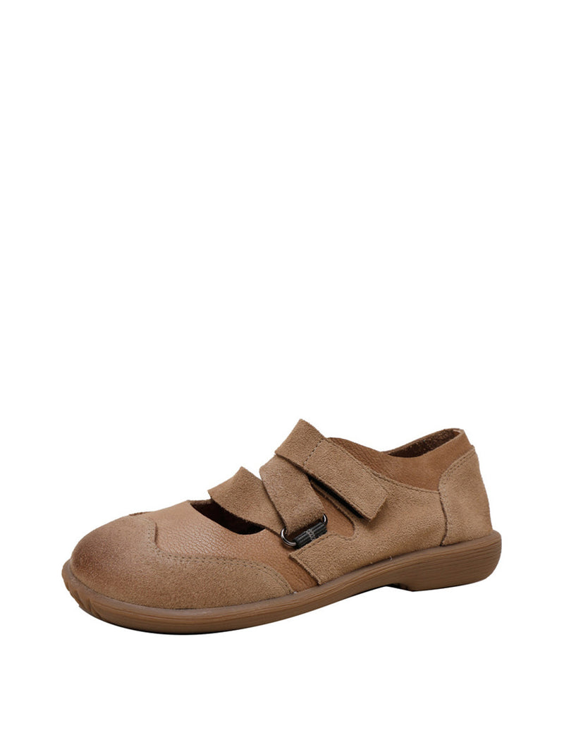 Summer Leather Spliced Low Heel Shoes Aa1047