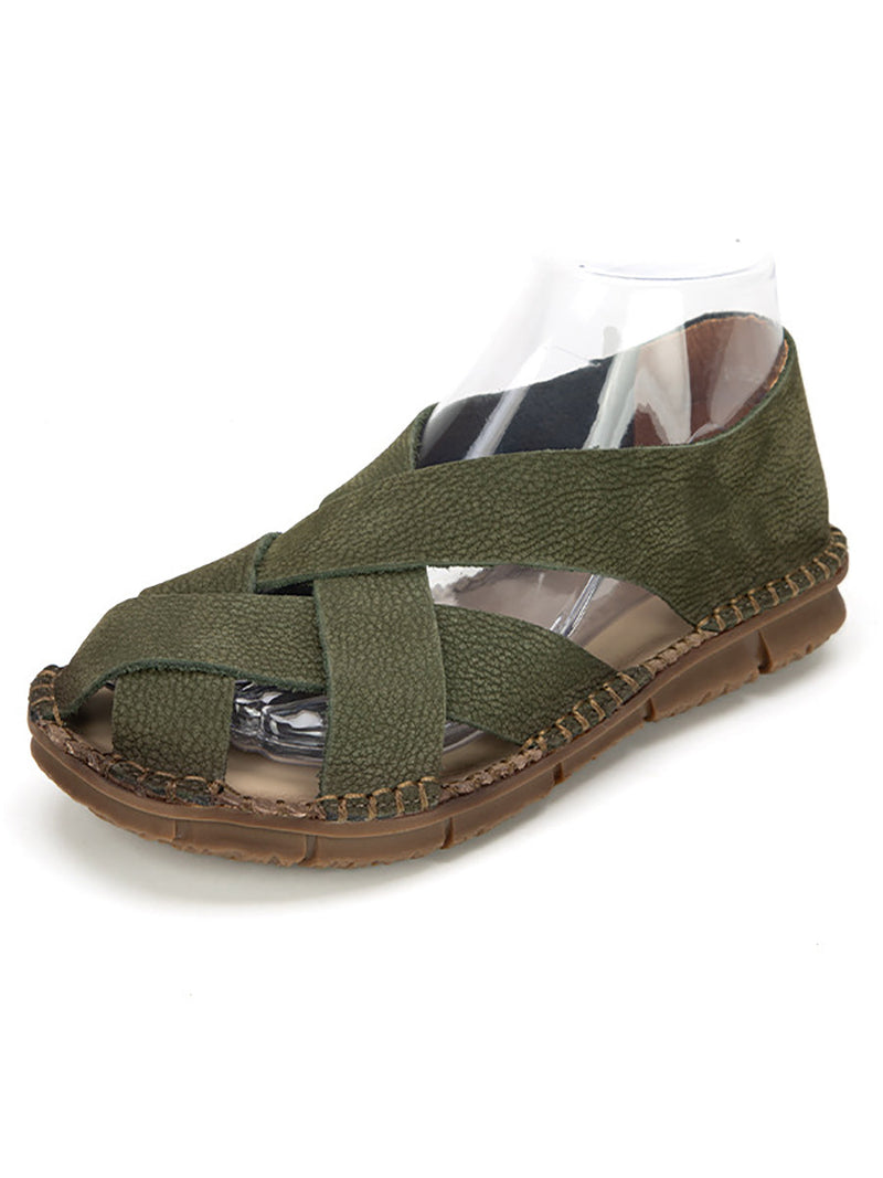Summer Leather Weave Flat Shoes As1055