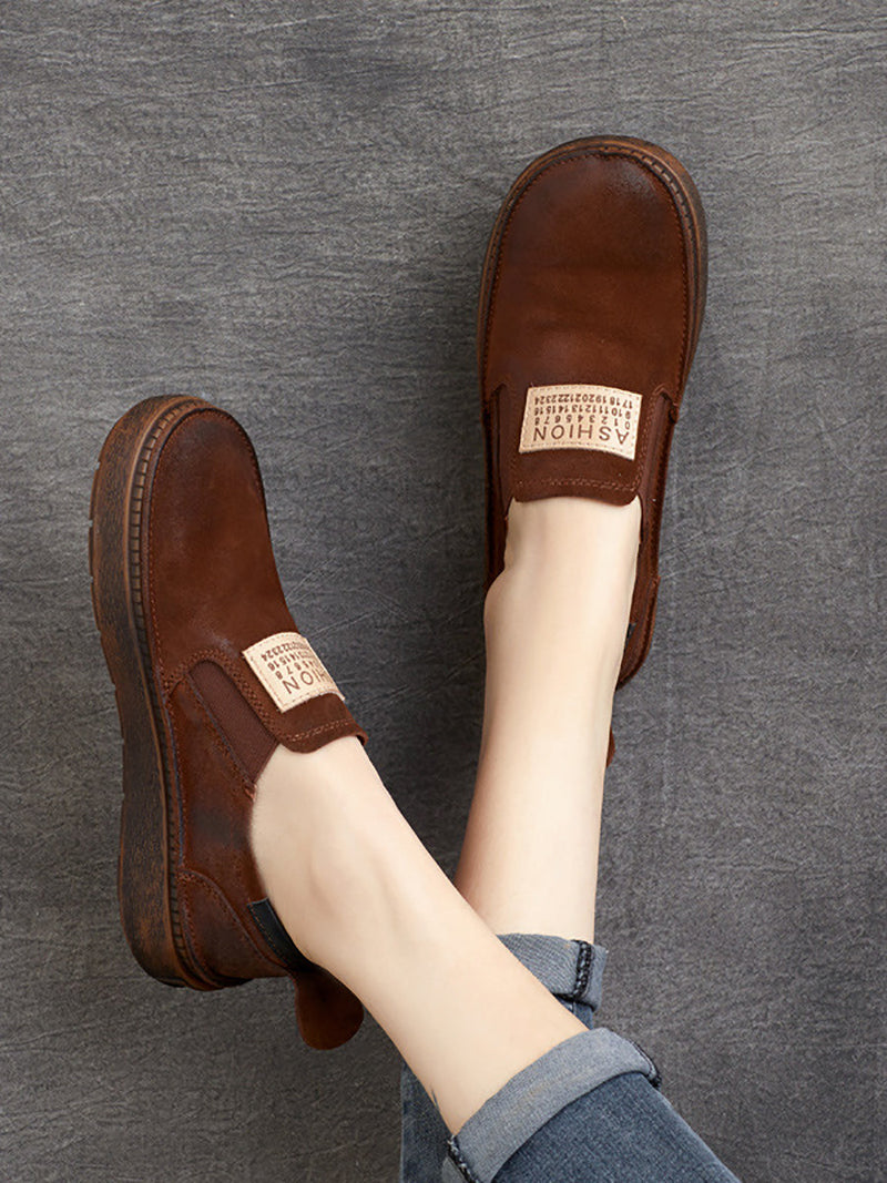 Summer Suded Leather Flat Shoes Zz1039