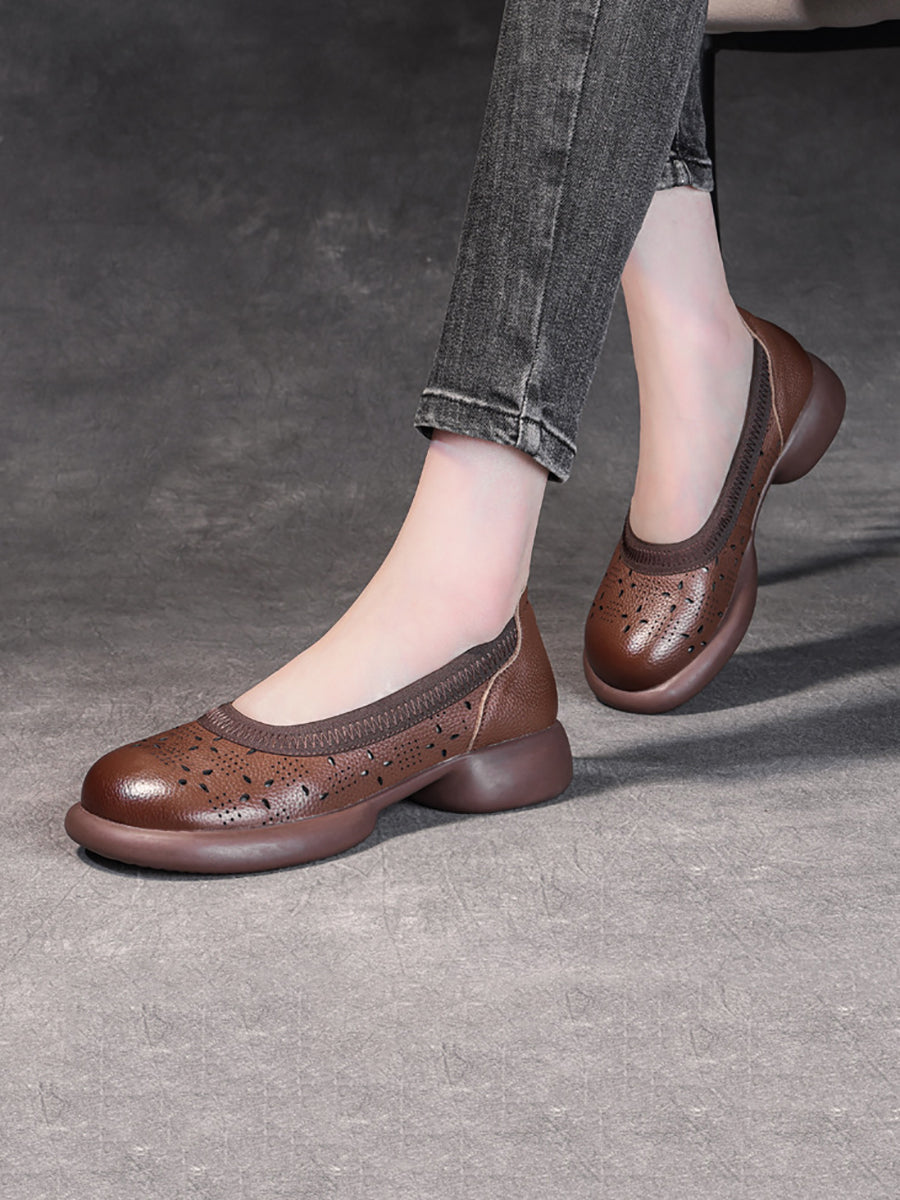 Summer Genuine Leather Low Heel Shoes Ii1024