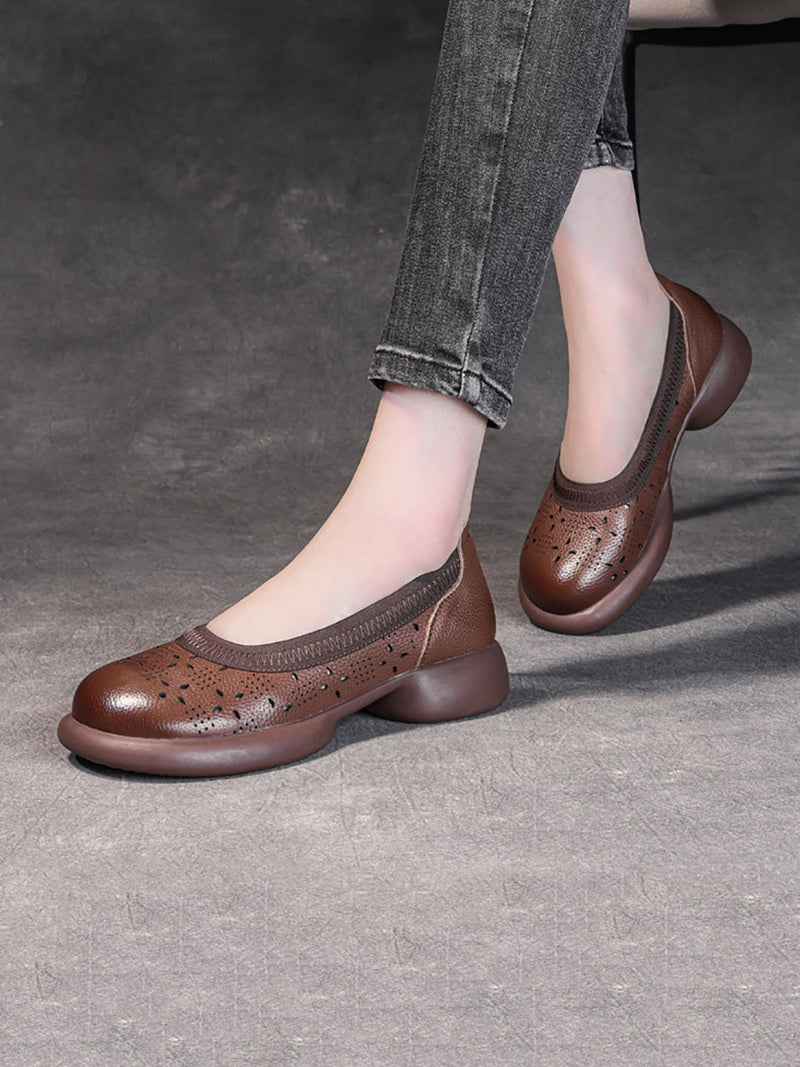 Summer Genuine Leather Low Heel Shoes Ii1024