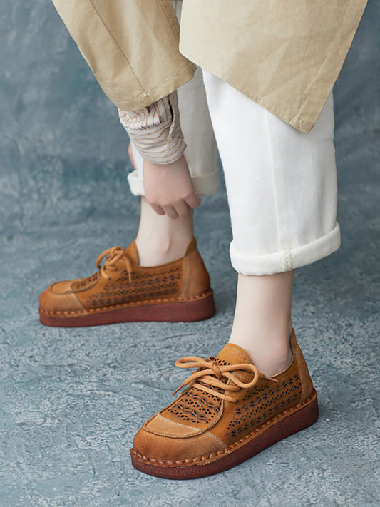 Summer Colorblock Leather Flat Shoes As1053