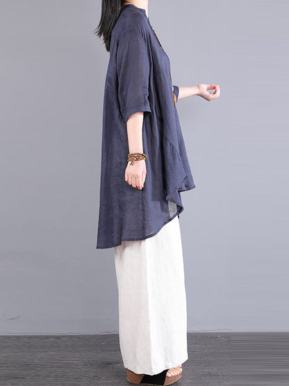 Artsy Button-up 100%ramie Blouse Pa1040