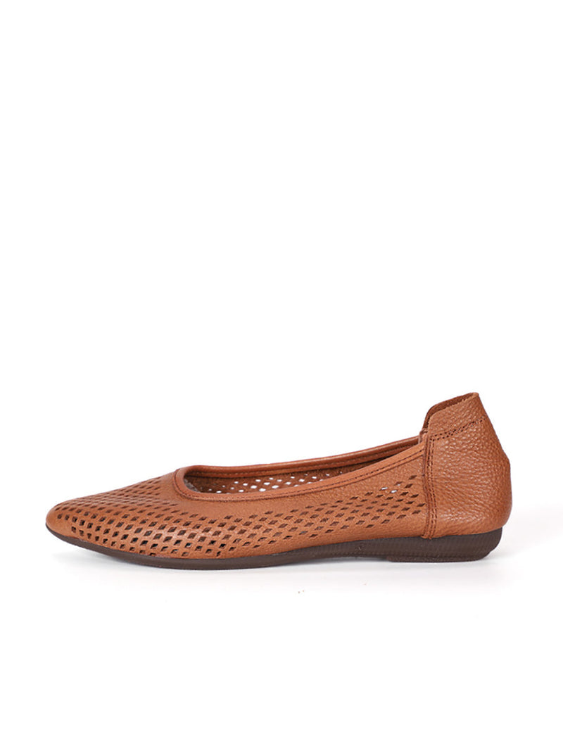 Summmer Soft Leather Cutout Flat Sandals Fg1028