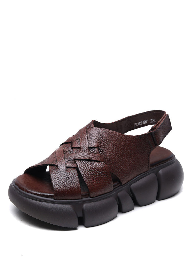 Summer Leather Spliced Platform Sandals Bn1001