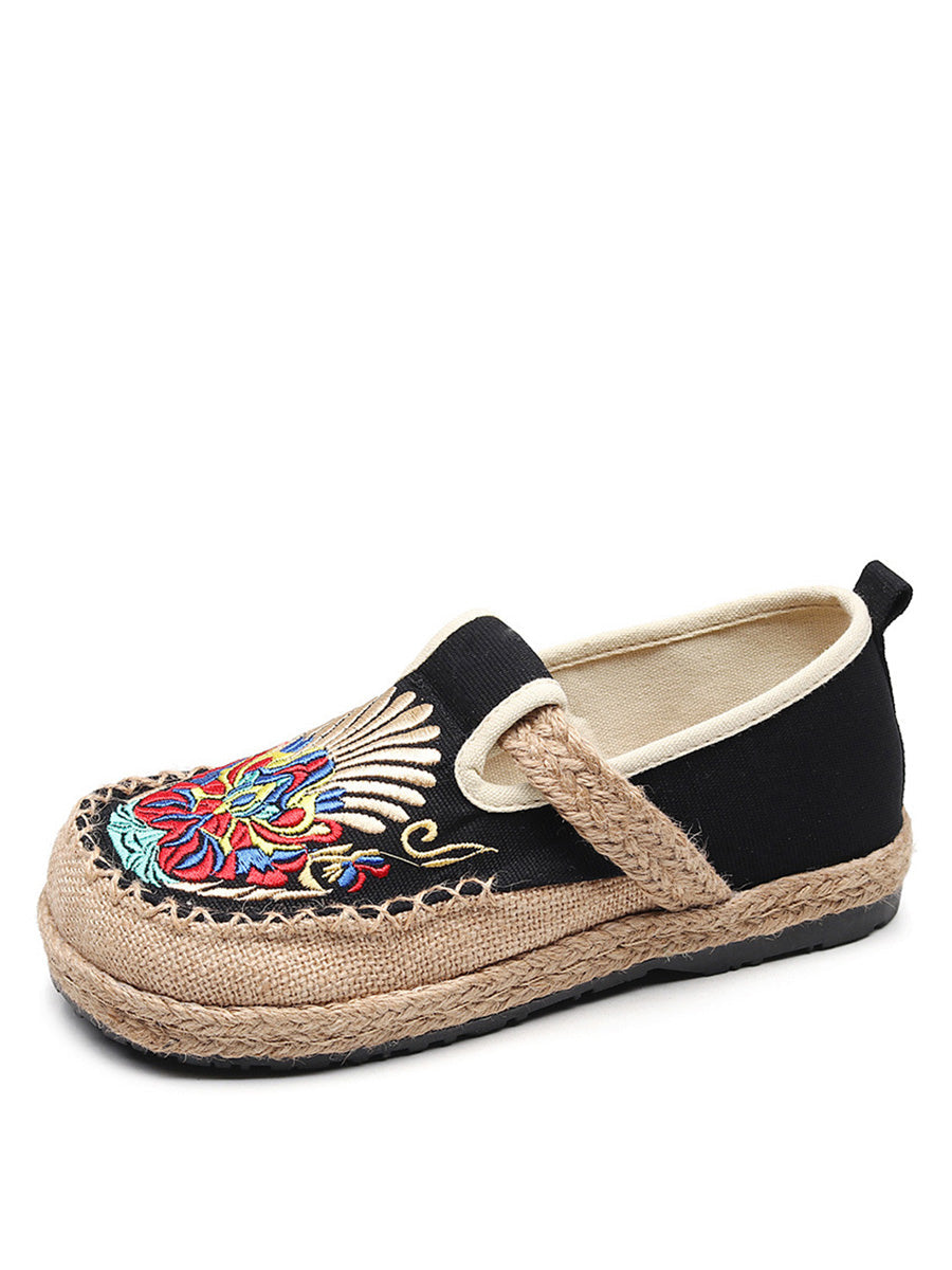 Summer Embroidery Cloth Linen Flat Shoes Ah1011