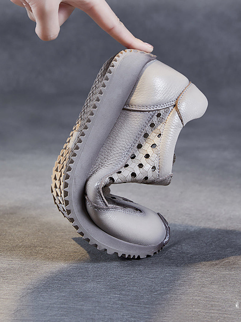 Summer Genuine Leather Cutout Platform Shoes Cv1034