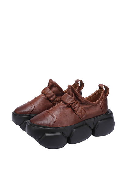 Autumn Stylish Soft Leather Platform Shoes Ah1001