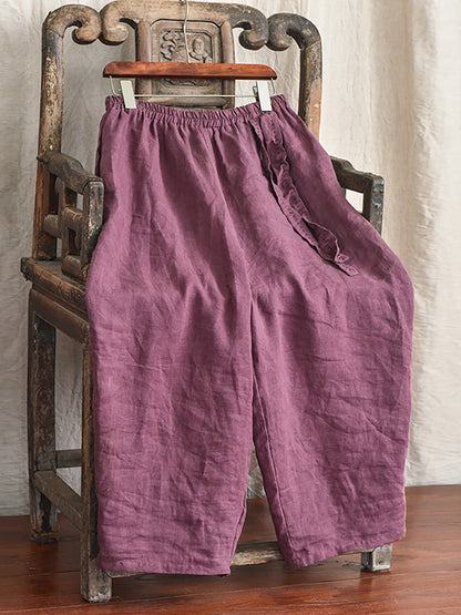Drawstring Loose Linen Turnip Pants Cx045