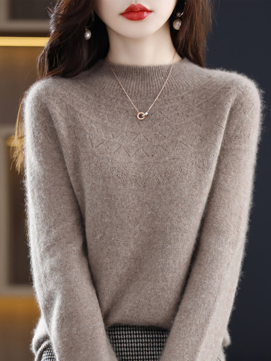 Autumn Cable Knit 100%wool Half Turtleneck Sweater Qn017