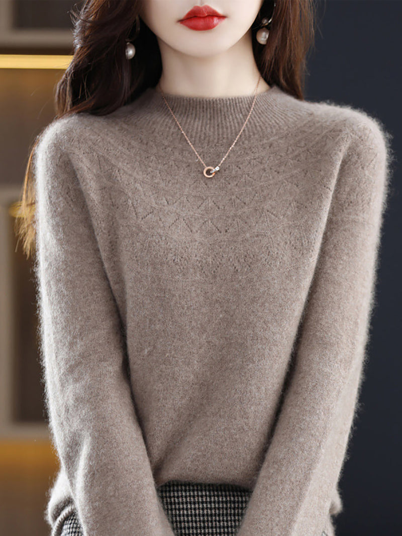 Autumn Cable Knit 100%wool Half Turtleneck Sweater Qn017