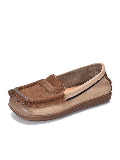 Summer Retro Leather Colorblock Spliced Shoes As1059