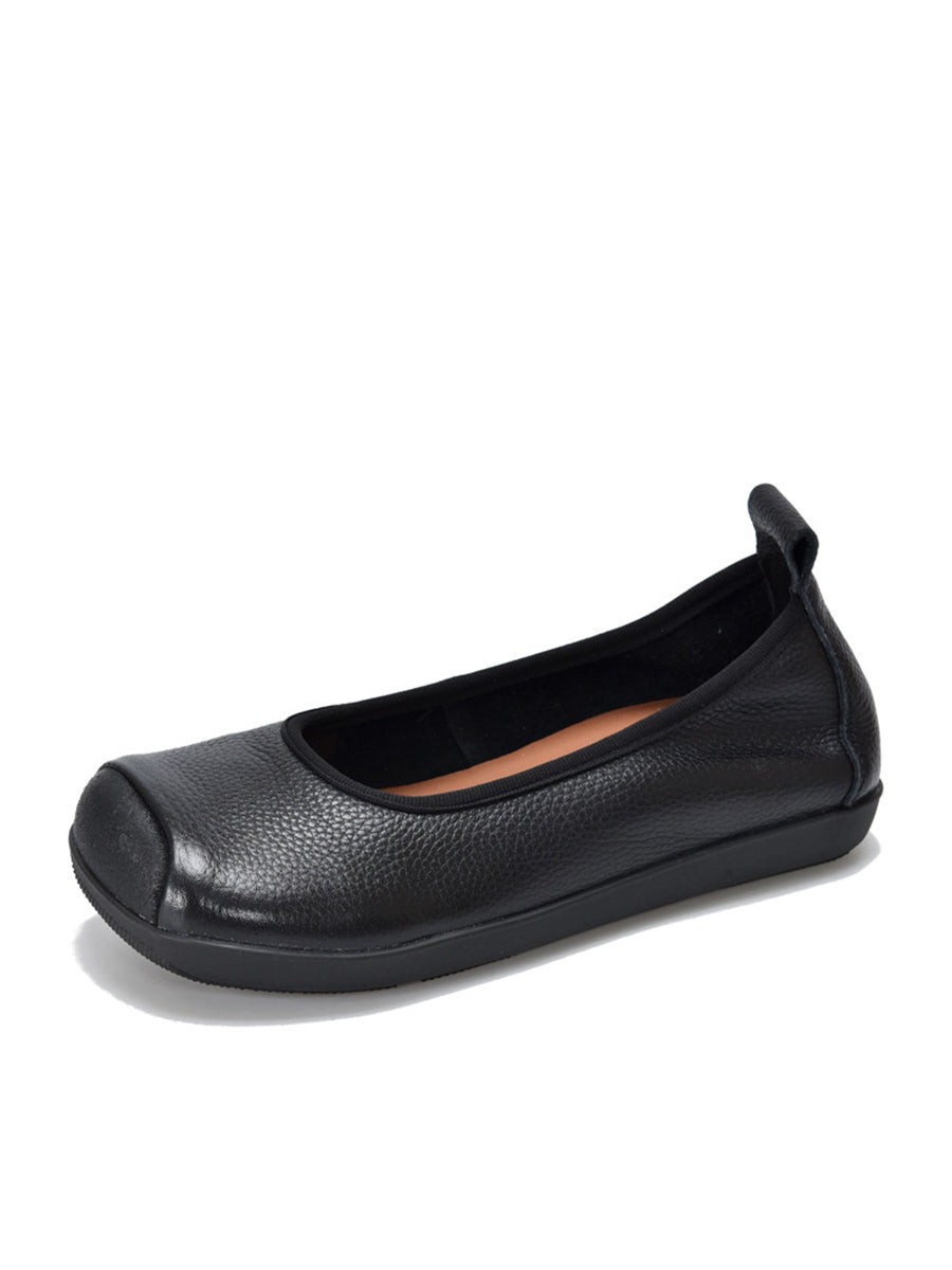 Summer Soft Leather Colorblock Flat Shoes Rr1021