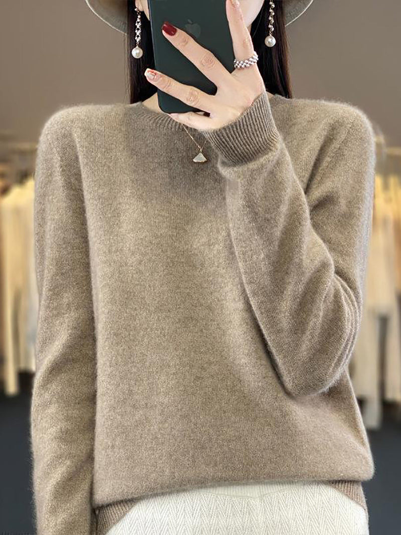 Autumn Knit 100%wool O-neck Sweater Wu023