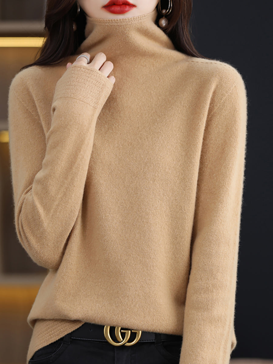 Autumn Turtleneck 100%wool Knit Sweater Ak1018