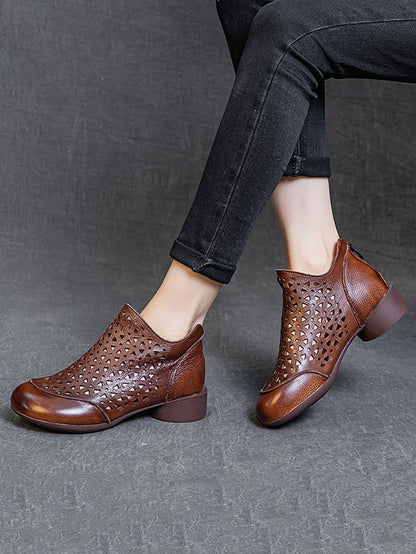 Summer Leather Soft Cutout Boots Ui1029