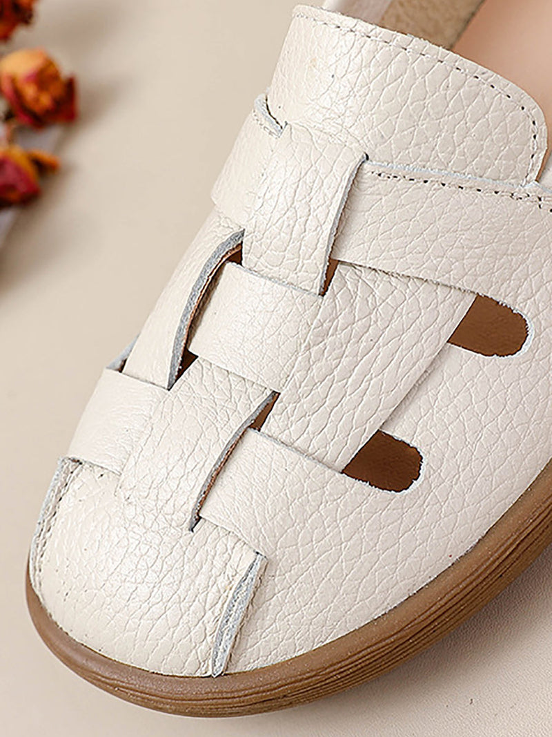 Summer Leather Soft Weave Flat Shoes As1018
