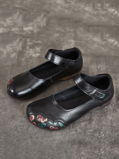 Summer Flower Spliced Leather Shoes Xx1052
