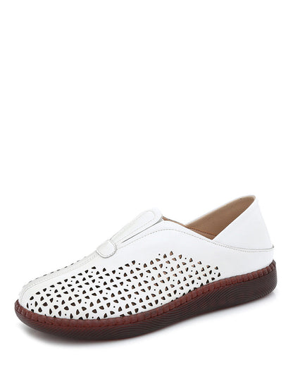 Summer Leather Cutout Flat Shoes Hh048