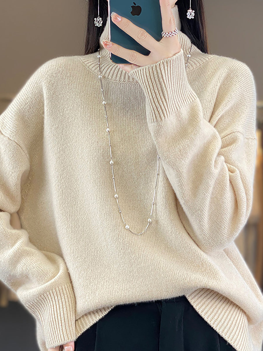 Autumn Turtleneck 100%wool Sweater Qu012
