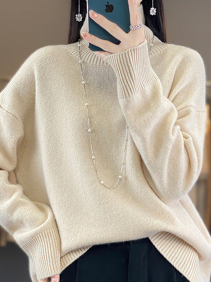 Autumn Turtleneck 100%wool Sweater Qu012