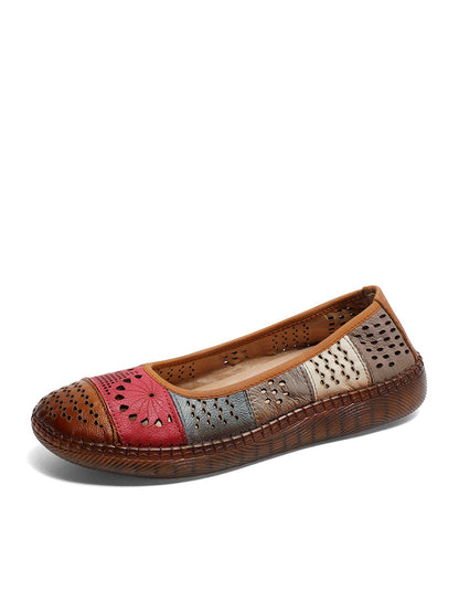 Summer Leather Spliced Cutout Shoes Bn1018