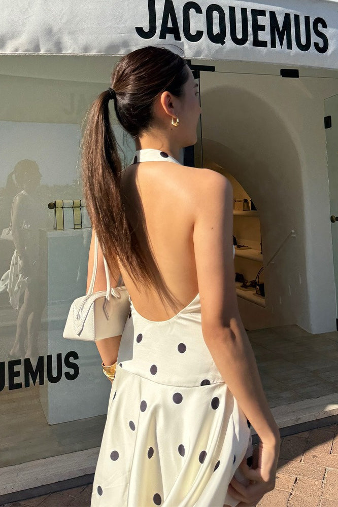 Halter C-neck Backless A-line Mini Dress