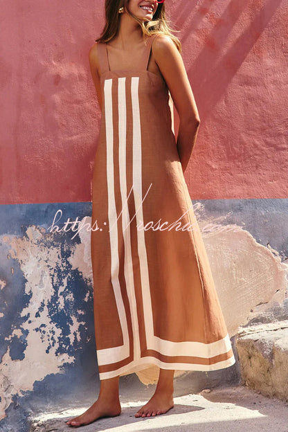Striped Print Resort Style Sling Maxi Dress