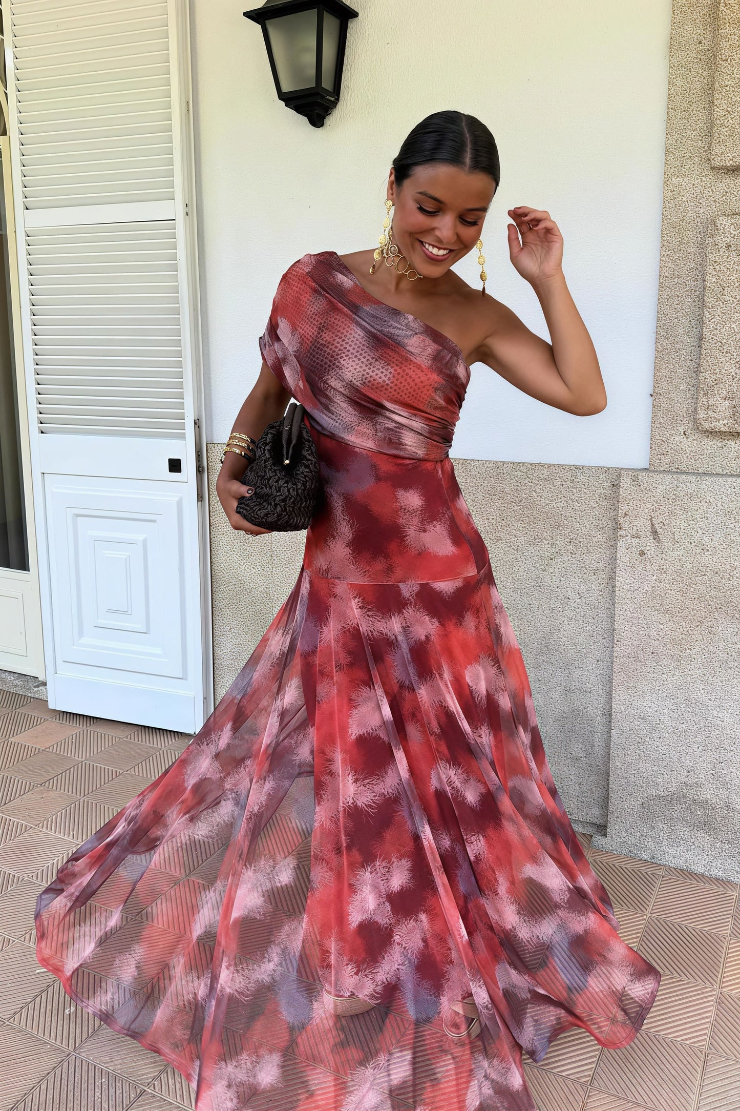 Print Ruched Flared A-line Vacation Mini Dress