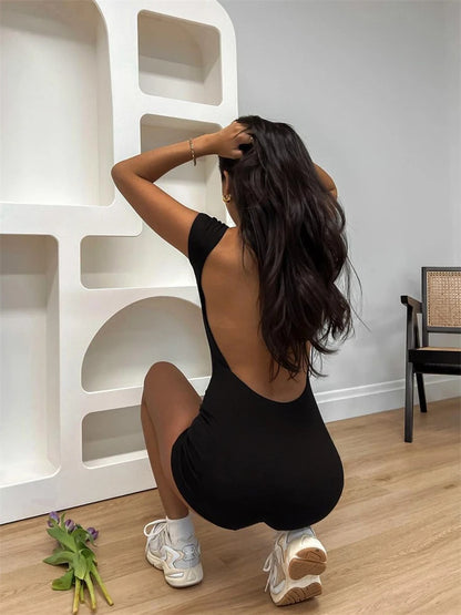 White Backless Skinny Shorts Jumpsuit for Short Sleeve Bodysuit Bodycon Playsuit Off-shoulder Rompers