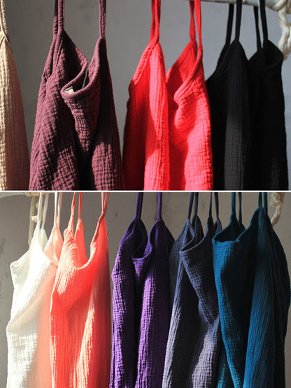 Color Spaghetti-neck Loose Sleeveless Mini Dress