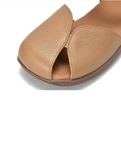 Summer Leather Soft Spliced Flat Sandals Zz1025