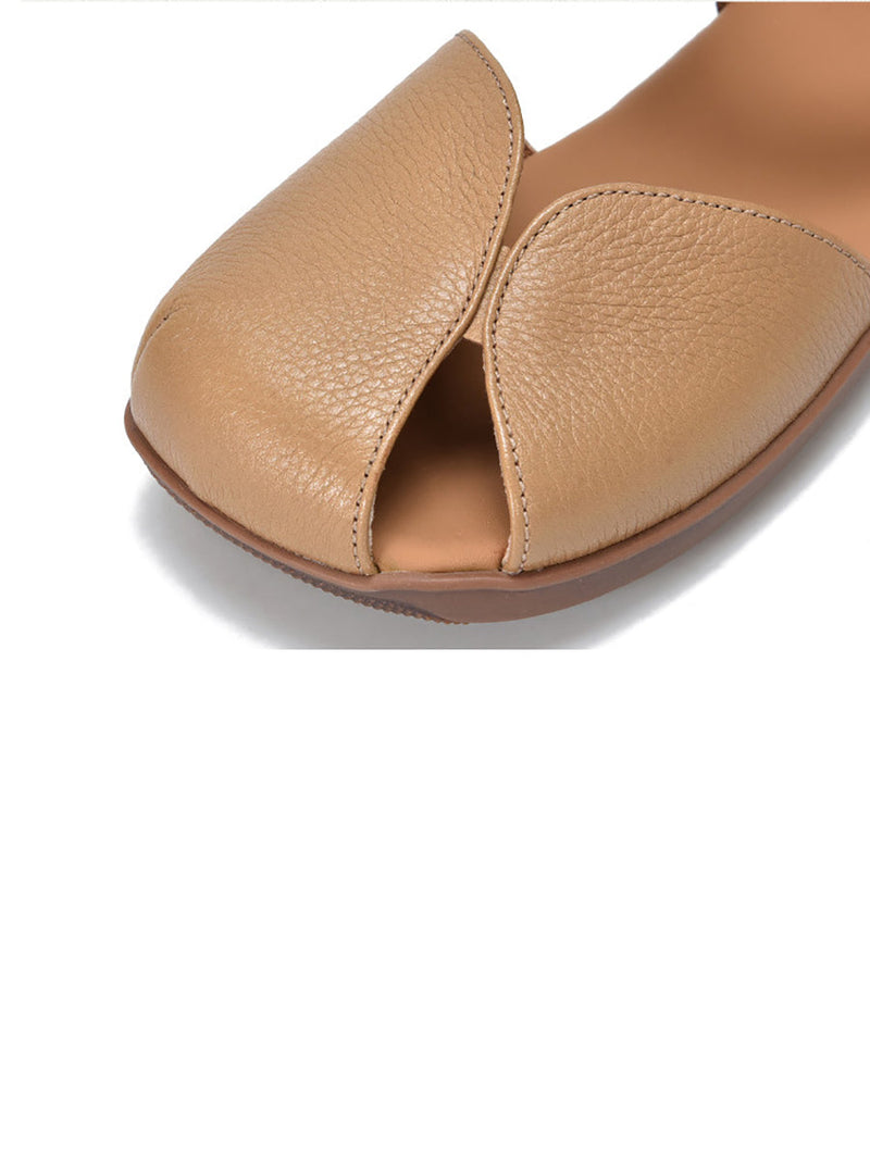 Summer Leather Soft Spliced Flat Sandals Zz1025