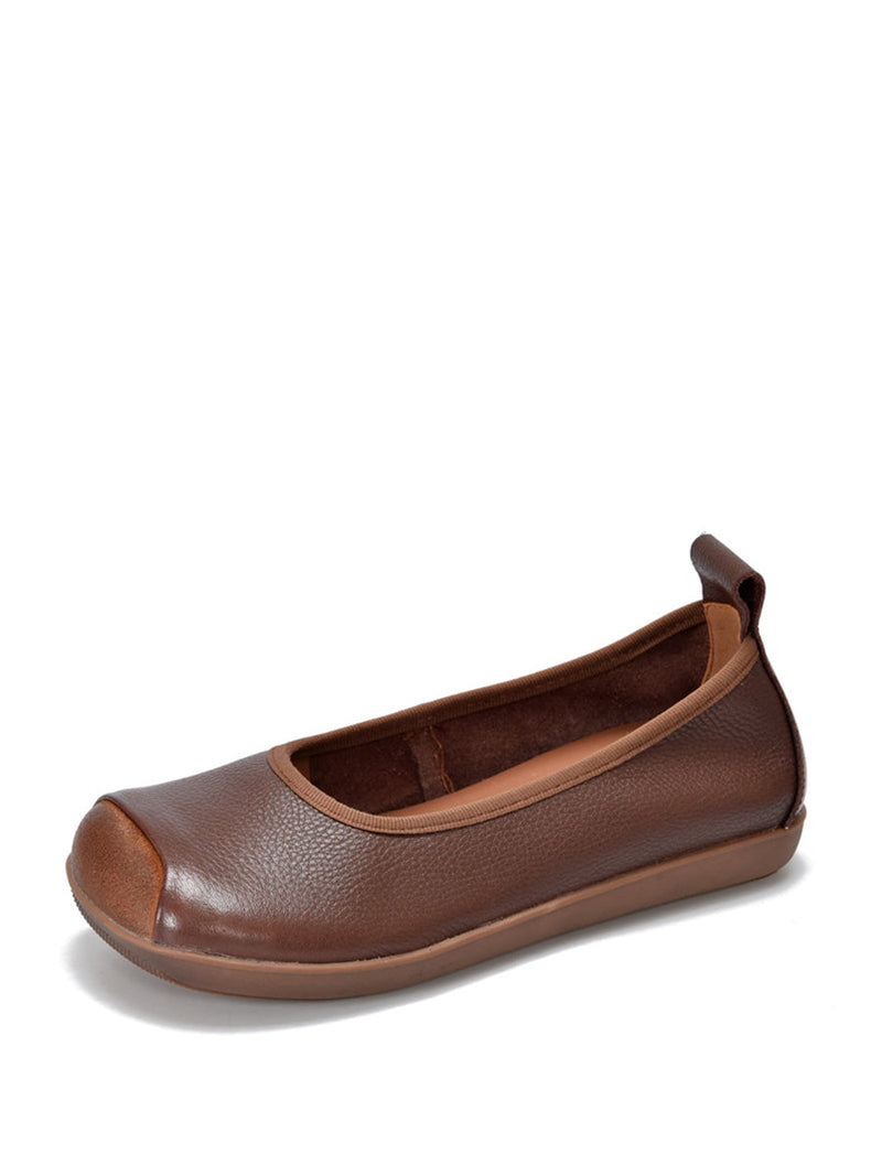 Summer Soft Leather Colorblock Flat Shoes Rr1021